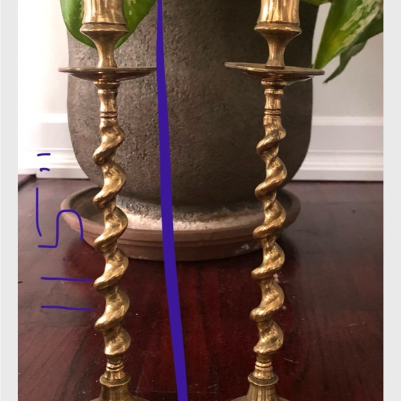 Elegant Brass Candlestick Holders 11.5” height and 1” Dia - Picture 3 of 4